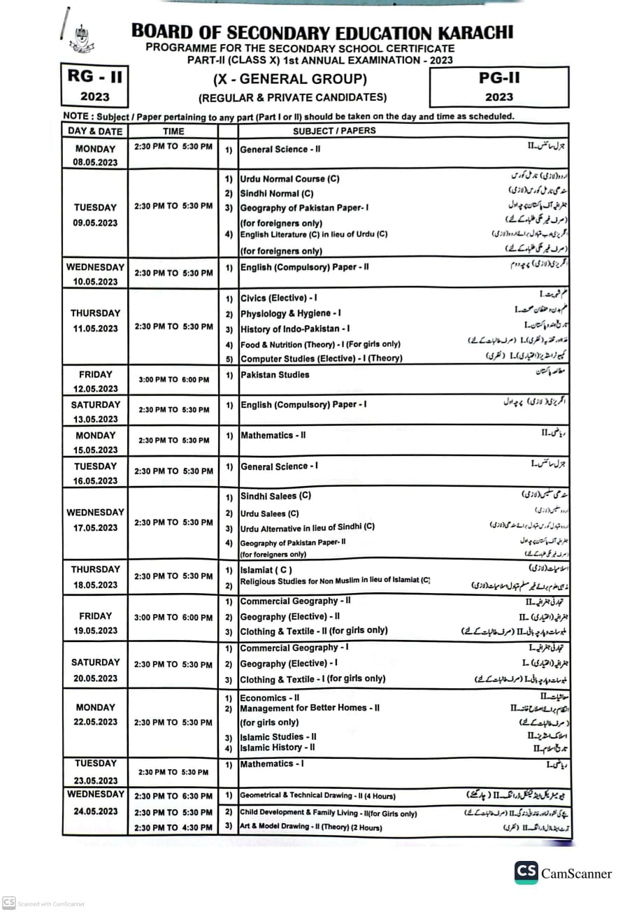 board-of-secondery-education-karachi